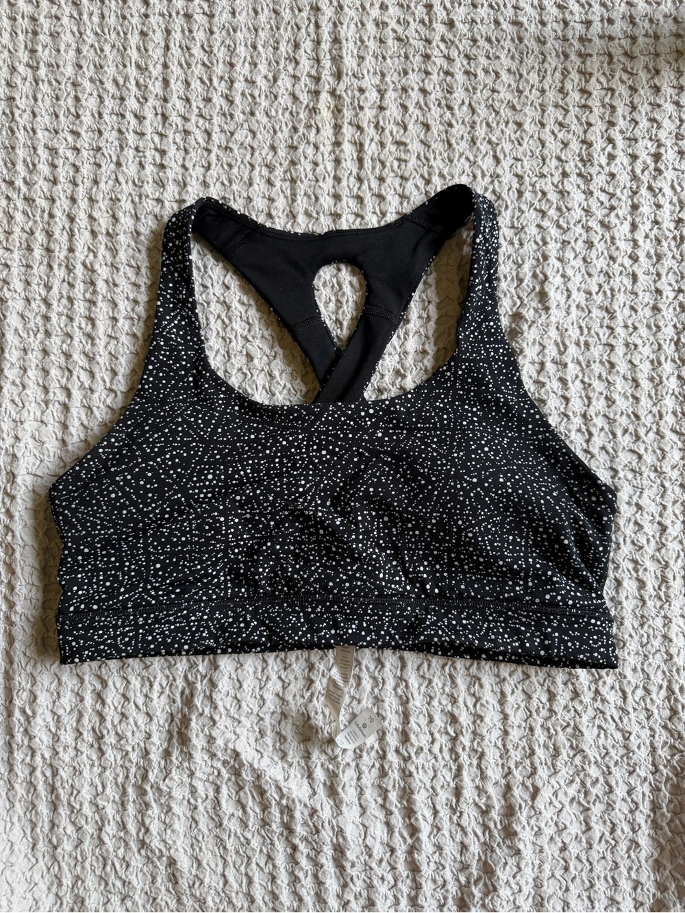 Lululemon Black White Speckled Racerback Sports Bra Size 10